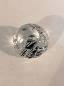 Vintage Swarovski Crystal 1995 100 Year Swan Logo Prism Sphere Paperweight