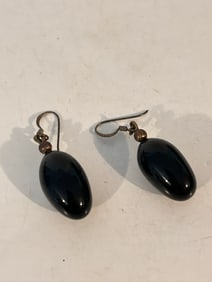 Vintage Sterling Silver Onyx Earrings