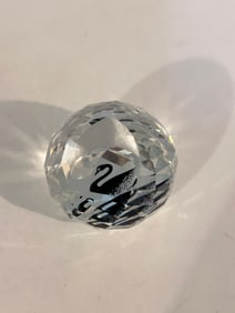 Vintage Swarovski Crystal 1995 100 Year Swan Logo Prism Sphere Paperweight