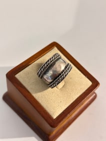 Vintage Sterling Silver Modernist Ring sz 8