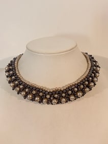 Vintage multi-strand faux pearl CHOKER Necklace 15"