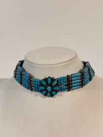 Vintage Faux Turquoise Bead Necklace 21"