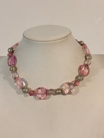Vintage 1928 PINK Acrylic Necklace 14"
