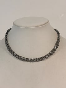 Vintage silver-plated wheat chain necklace 13"