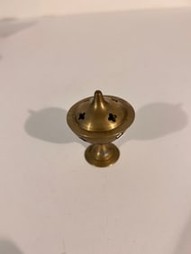 Vintage Ornate Brass Incense Burner with Lid