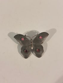 Vintage Butterfly Pink Rhinestone Brooch Pin