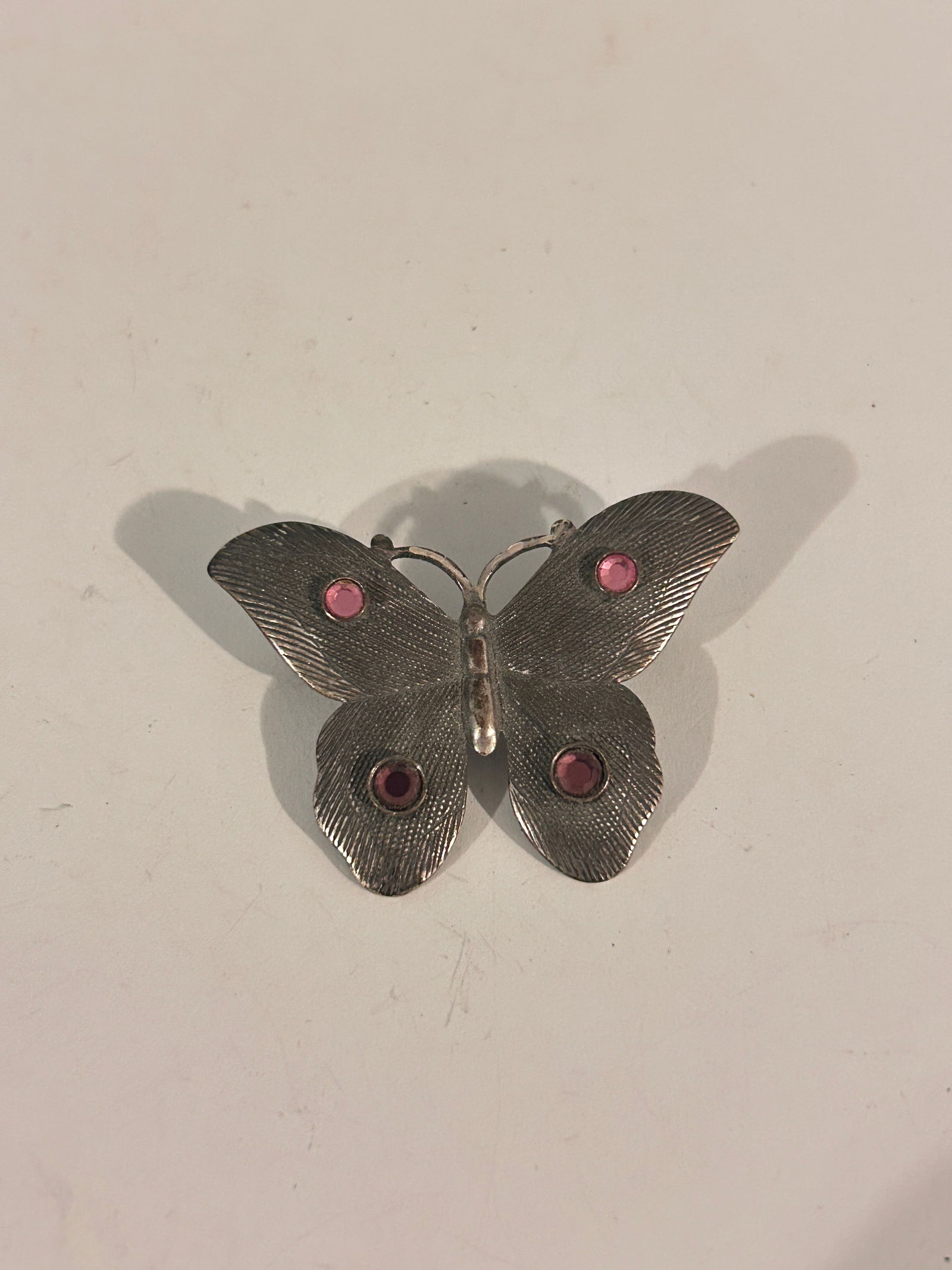 Vintage Butterfly Pink Rhinestone Brooch Pin (1 of 4)