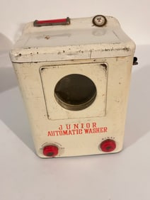 Vintage Tin Toy Wash O Matic Yellow w/White Top Not working on off knob lose