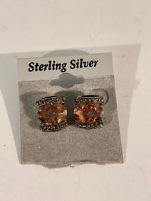 Vintage Sterling Silver gem stone post Earrings