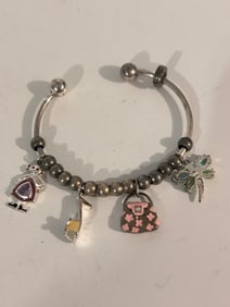 Vintage Sterling Silver Charm Bracelet 7"