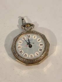 Vintage Saxony Ladies Goldtone Jewelry Pendant Watch 3.4cm Diameter No Chain