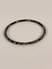 Vintage Cloisonne Bangle Bracelet 7.75 In