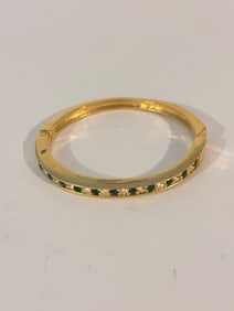 Vintage Goldtone Rhinestone hinged Bracelet 7"