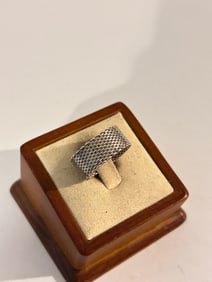 Vintage Tiffany Style Sterling Silver Mesh Ring size 7