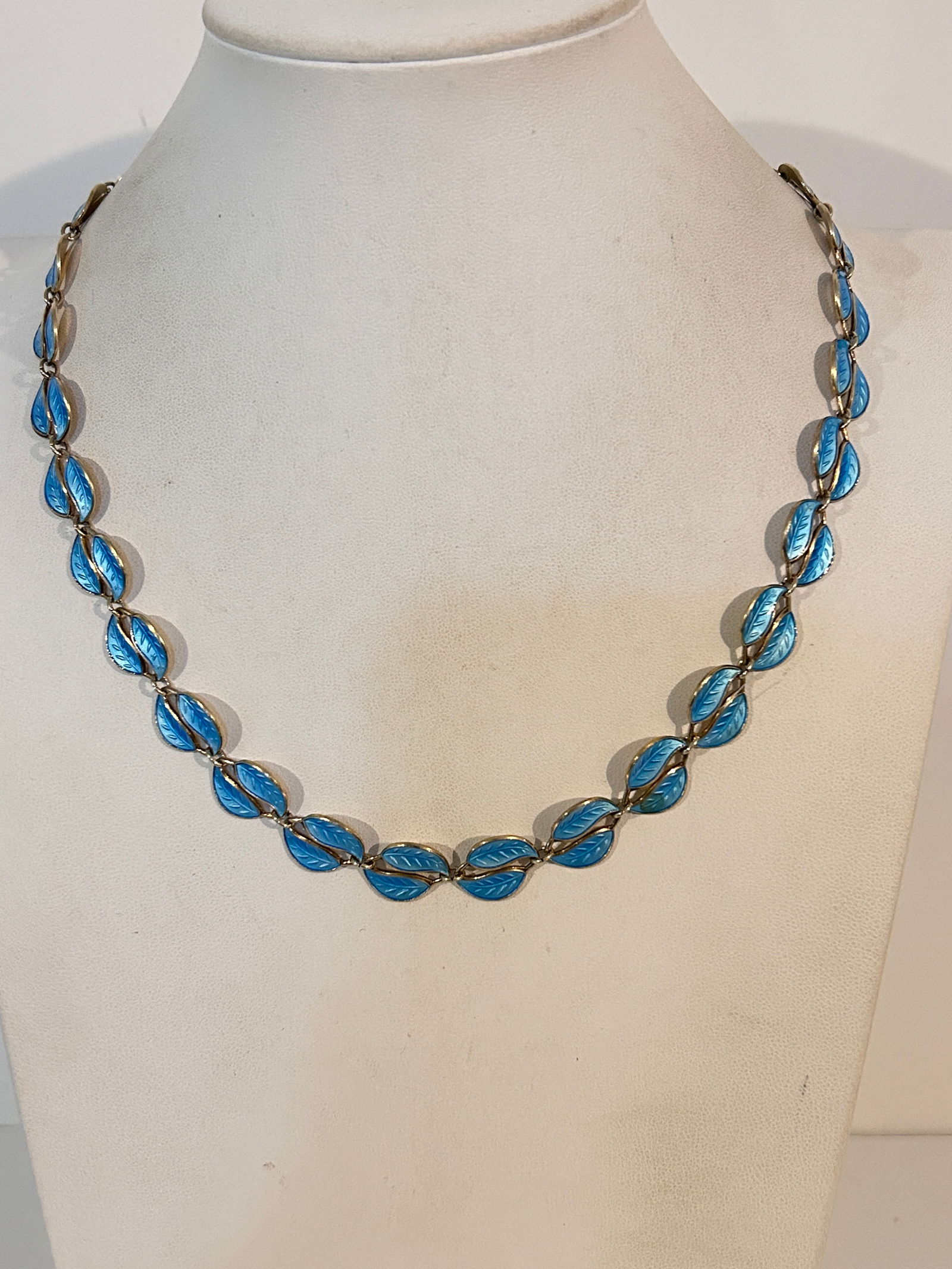David Anderson Sterling 925 Blue Leaf Enamel Necklace 21" (1 of 4)