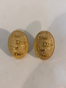 Christian Dior OVAL Monogram Clip On CD Logo Earrings