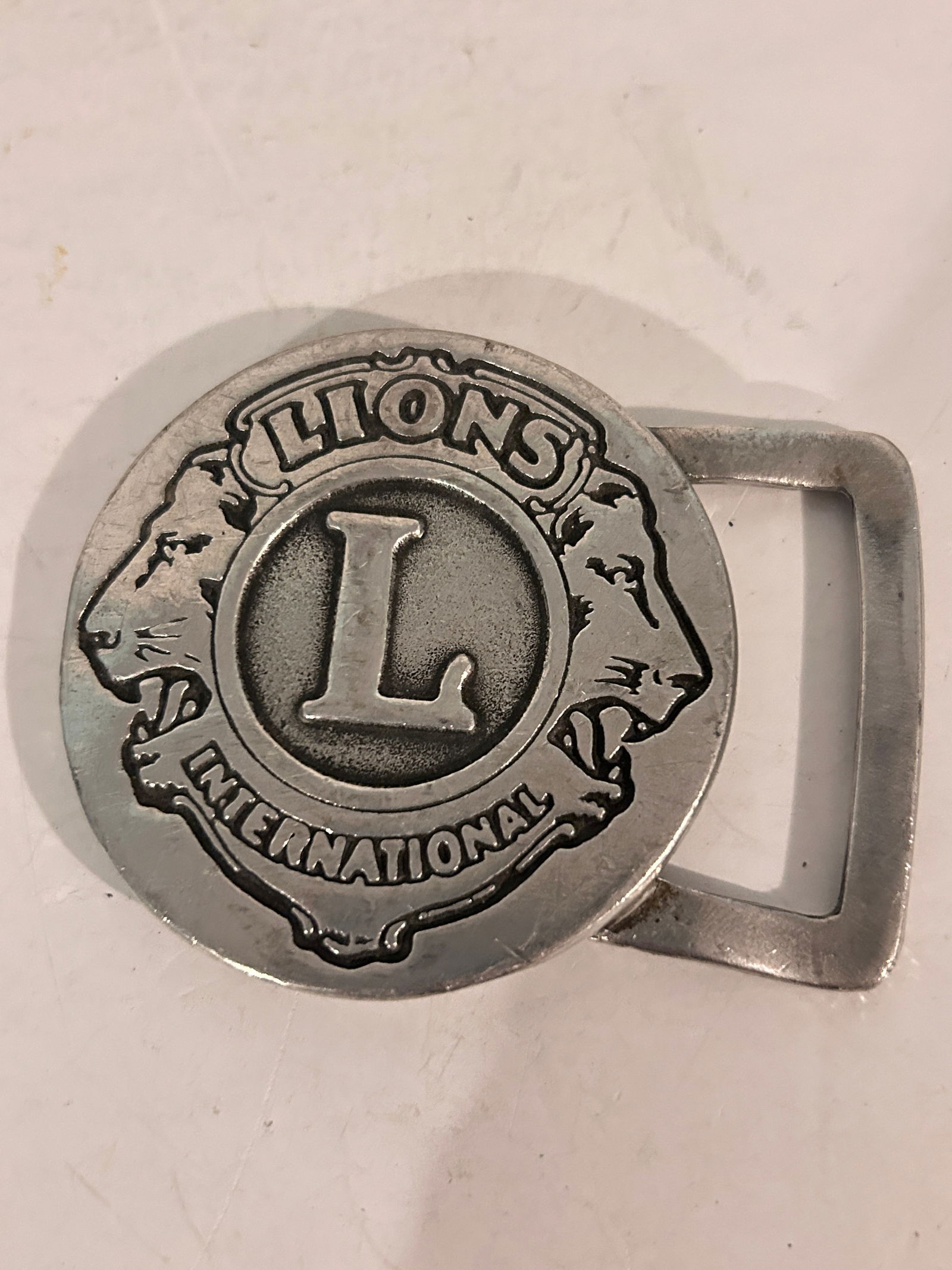 Lions Club International Service Organization Vintage Pewter Belt Buckle (1 of 6)