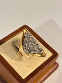 Panetta Ring Sterling/Gold Vermeil Diamond Ring SZ 7