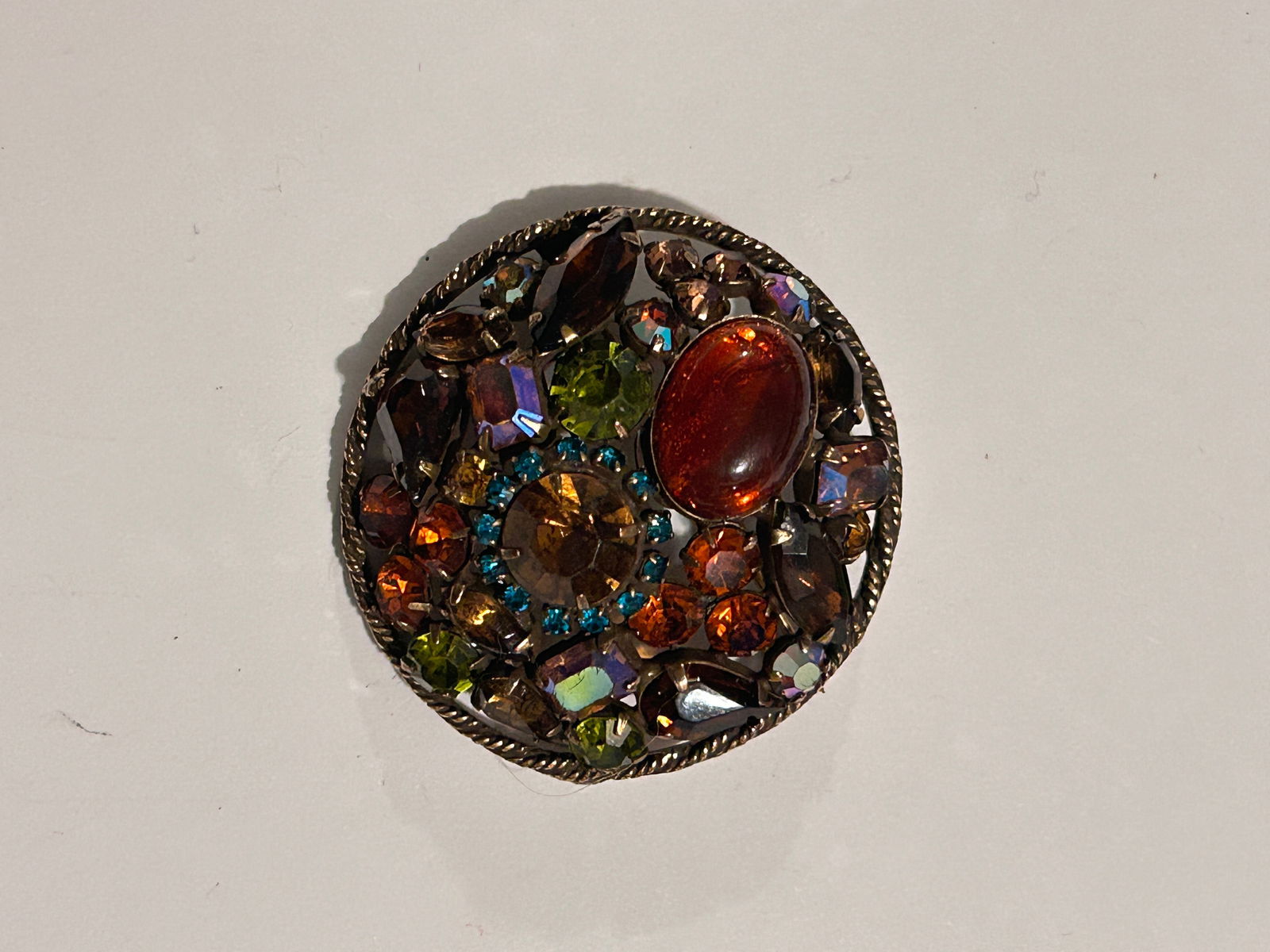 Weiss Multi Colored Rhinestone Circle Cluster Brooch Pin 2??x2 (1 of 4)