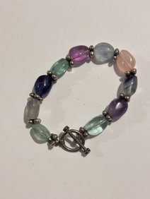 Vintage Gemstone bead Bracelet 7.5 "