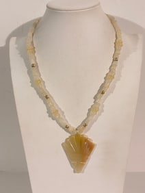 Vintage Glass face pendant Necklace Sz 20"