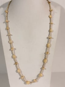 Vintage white bead Necklace Sz 29"