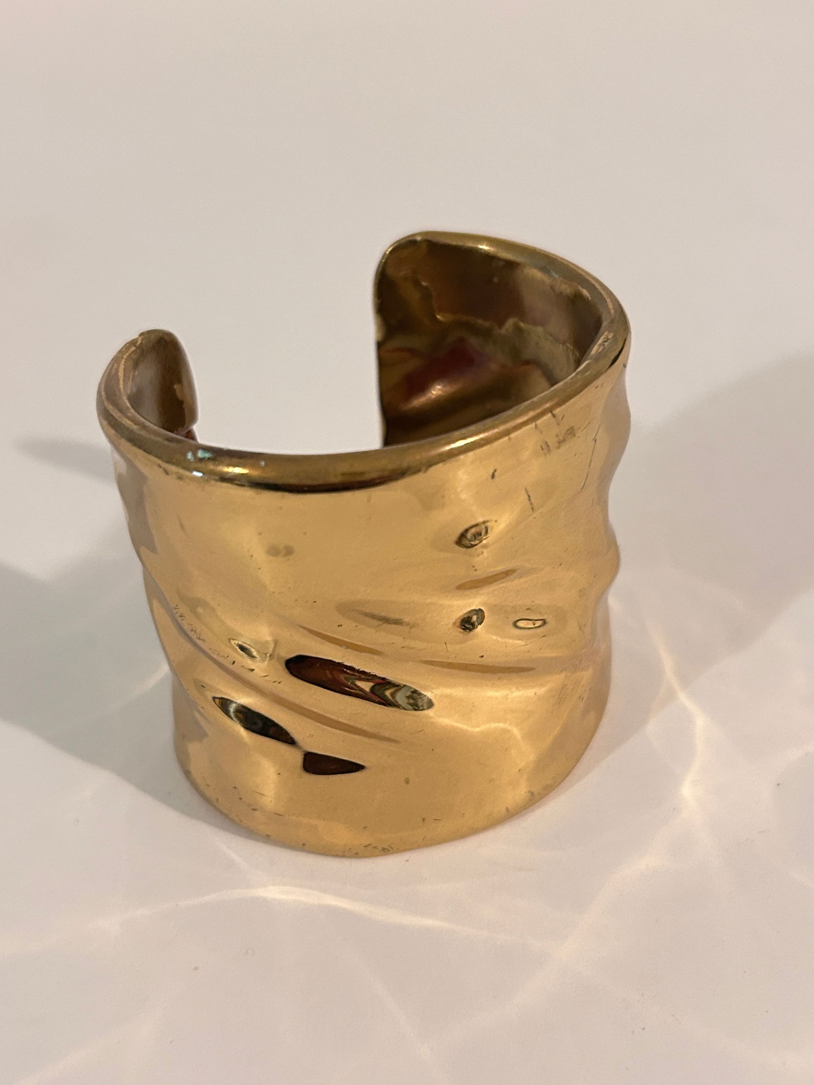 Signed Allen Jacobsen Wide Wavy Modernist Brass Cuff Bracelet 7" (1 of 5)