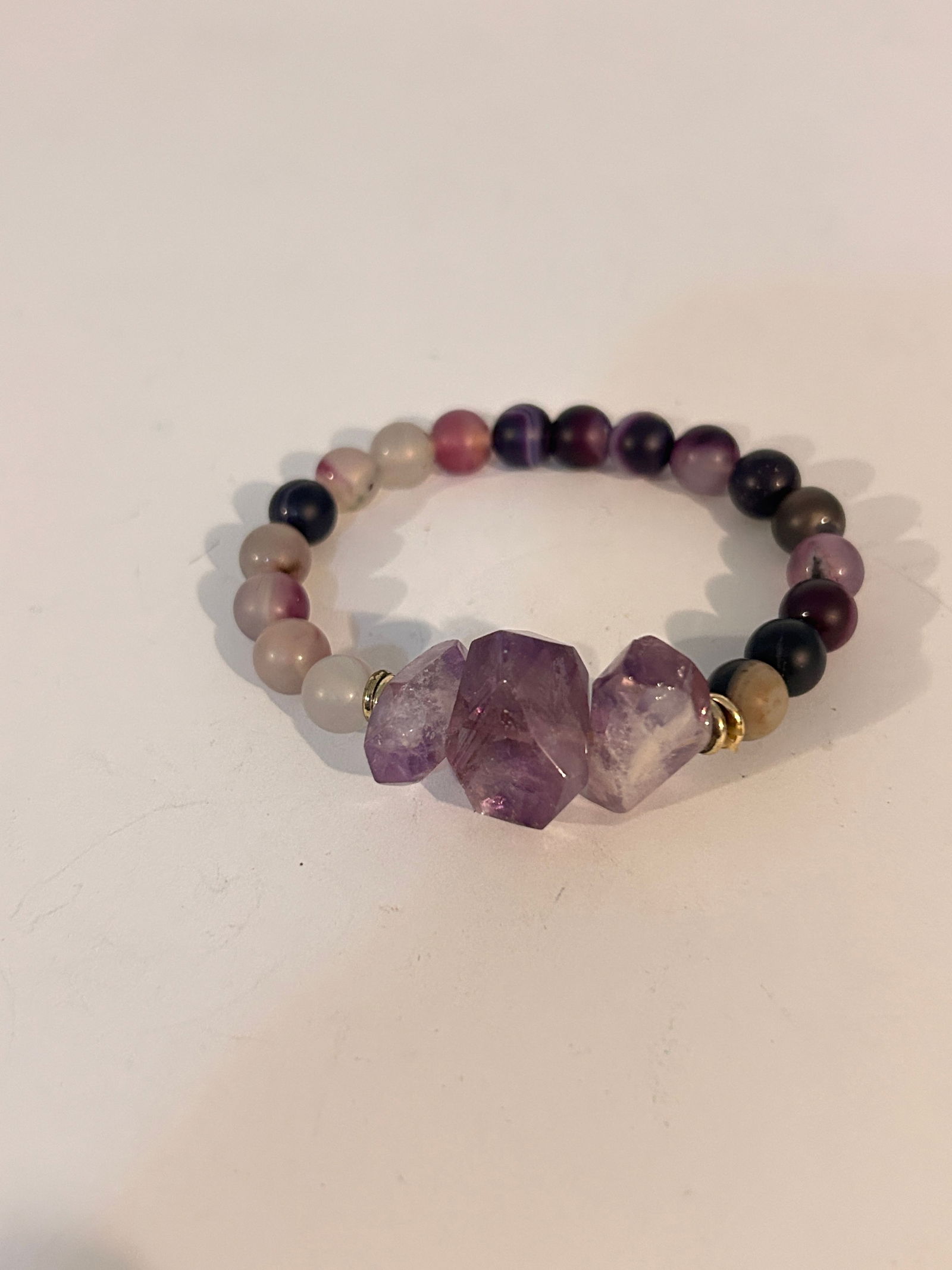 Vintage Amethyst beaded stretch Bracelet (1 of 4)