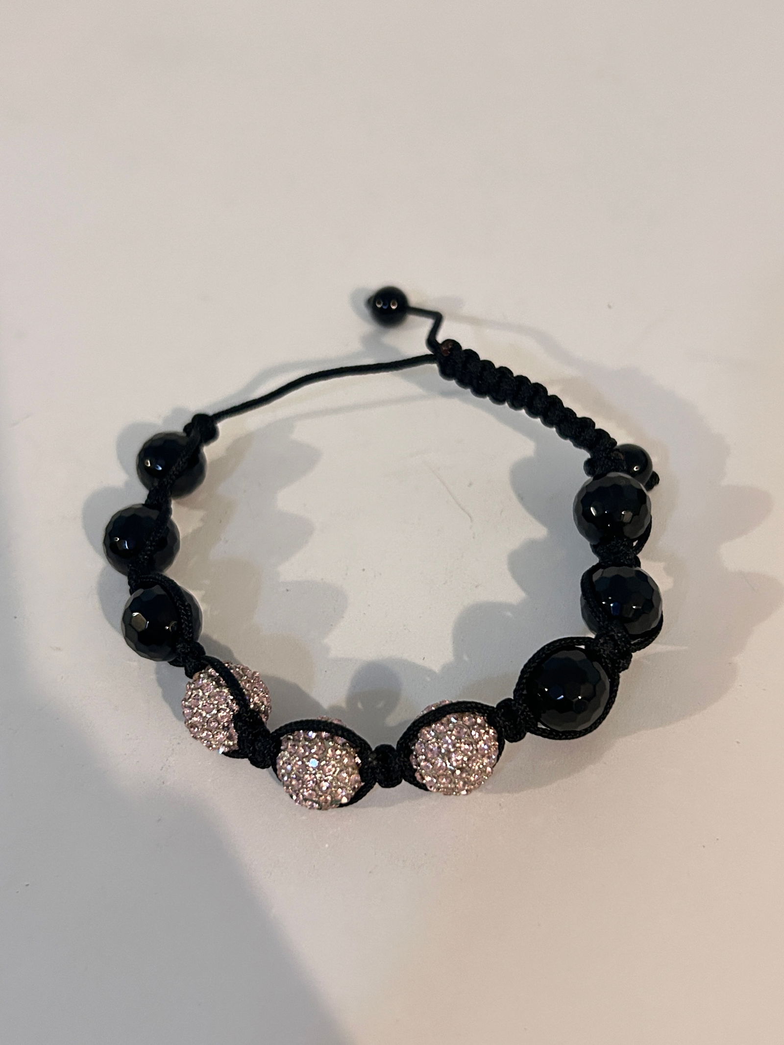 Crystal Ball with Rhinestones Adjustable Macrame Bracelet: Crystal Ball with Rhinestones Adjustable Macrame Bracelet Please view all photos as they are part of the description and condition of this Item, Feel free to contact me with questions or picture reque