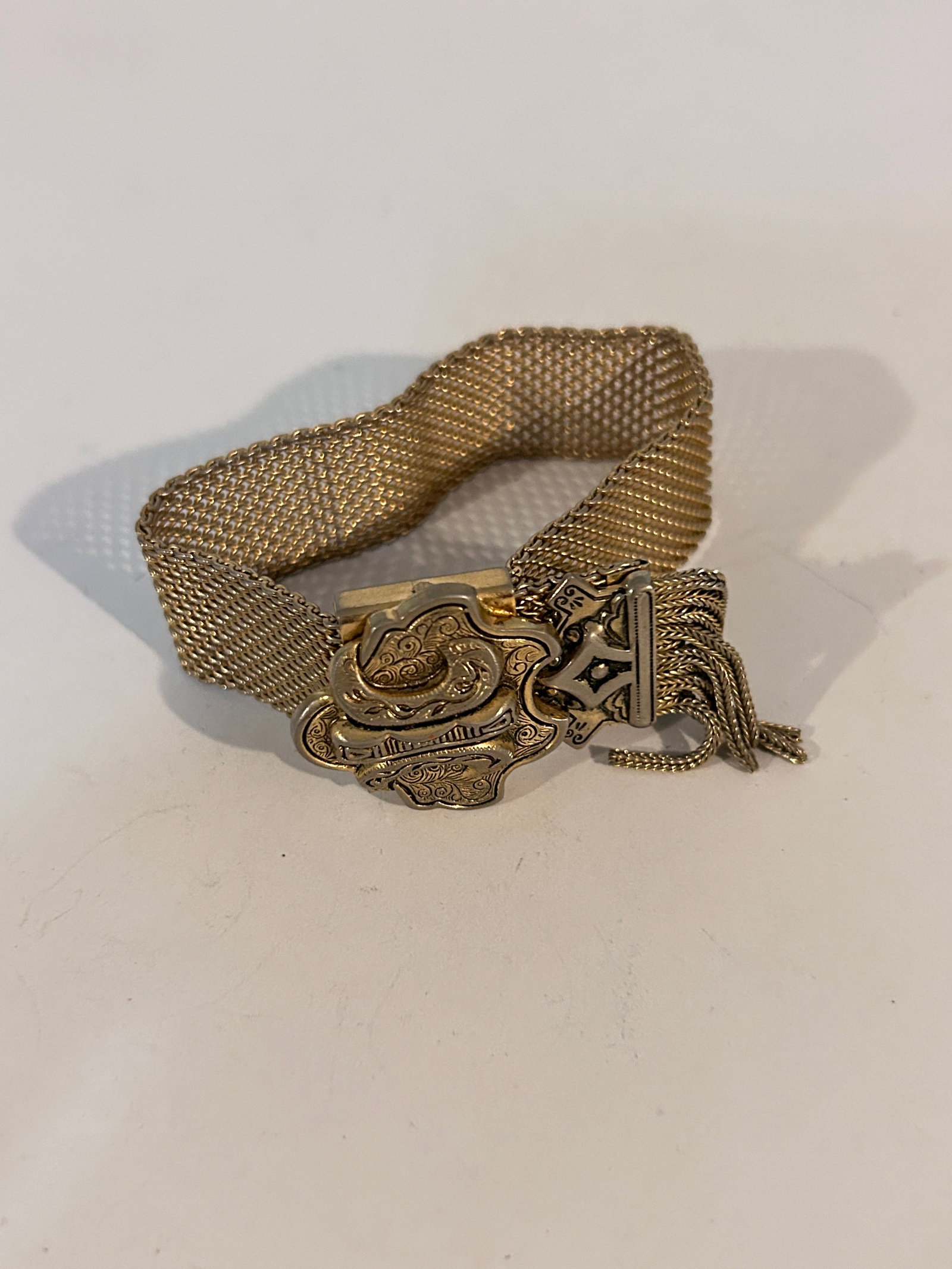 Victorian Revival Mesh Slide Tassel Fringe Bracelet Adjustable Clasp Fits All: Victorian Revival Mesh Slide Tassel Fringe Bracelet Adjustable Clasp Fits All Please view all photos as they are part of the description and condition of this Item, Feel free to contact me with questi