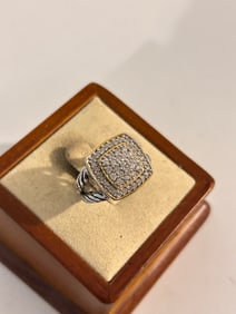Vintage Sterling Silver Rhinestone Ring sz 6