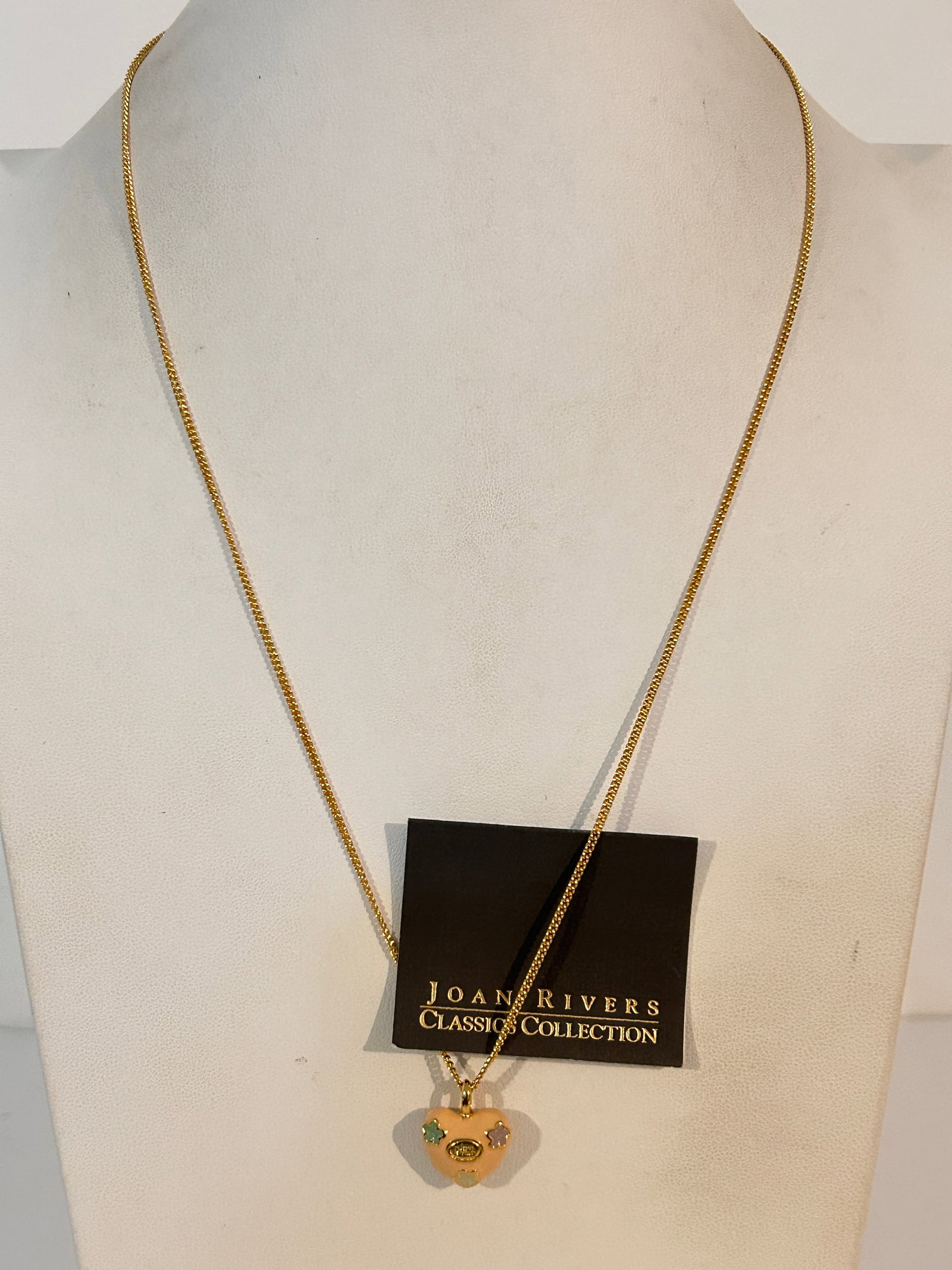 Signed Joan Rivers Vintage New Gold Plated Enamel Heart Stars Necklace 24: Signed Joan Rivers Vintage New Gold Plated Enamel Heart Stars Necklace 24” Please view all photos as they are part of the description and condition of this Item, Feel free to contact me with que
