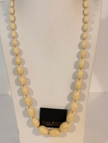Joan Rivers Signed 80s Cream And Gold Tone Bead Necklace 30"