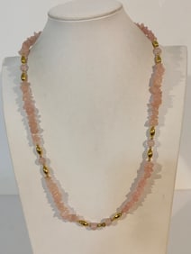 Vintage pink Amethyst bead Necklace 25"