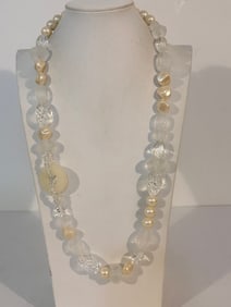 Vintage Faux Pearl Acrylic bead Necklace 30"