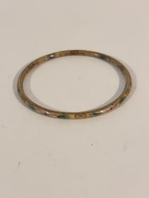 Vintage Cloisonne Bangle Bracelet 7.75 In
