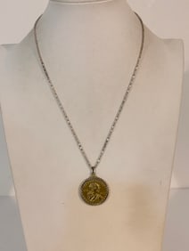 American Indian Relief Council 2011 Sacajawea Gold Coin Pendant Necklace 20"