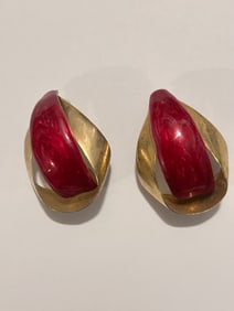 Vintage Goldtone enamel Fashion Earrings