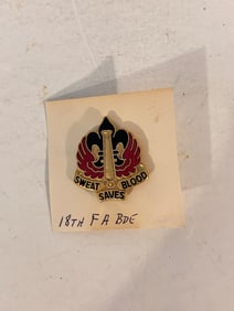 US Military 18th Field Artillery Brigade Insignia Pin Sweat Saves Blood