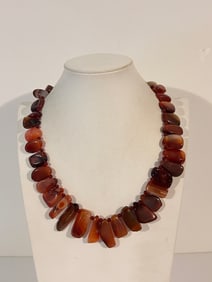 Beatifull Carnelian Genuine multi color Natural Agate Necklace 19"