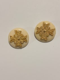 Vintage Cream Acrylic Gold tone Fashion Earrings