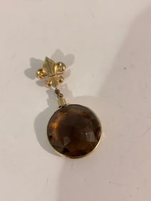 Vintage Smokey Quartz Pendant Brooch
