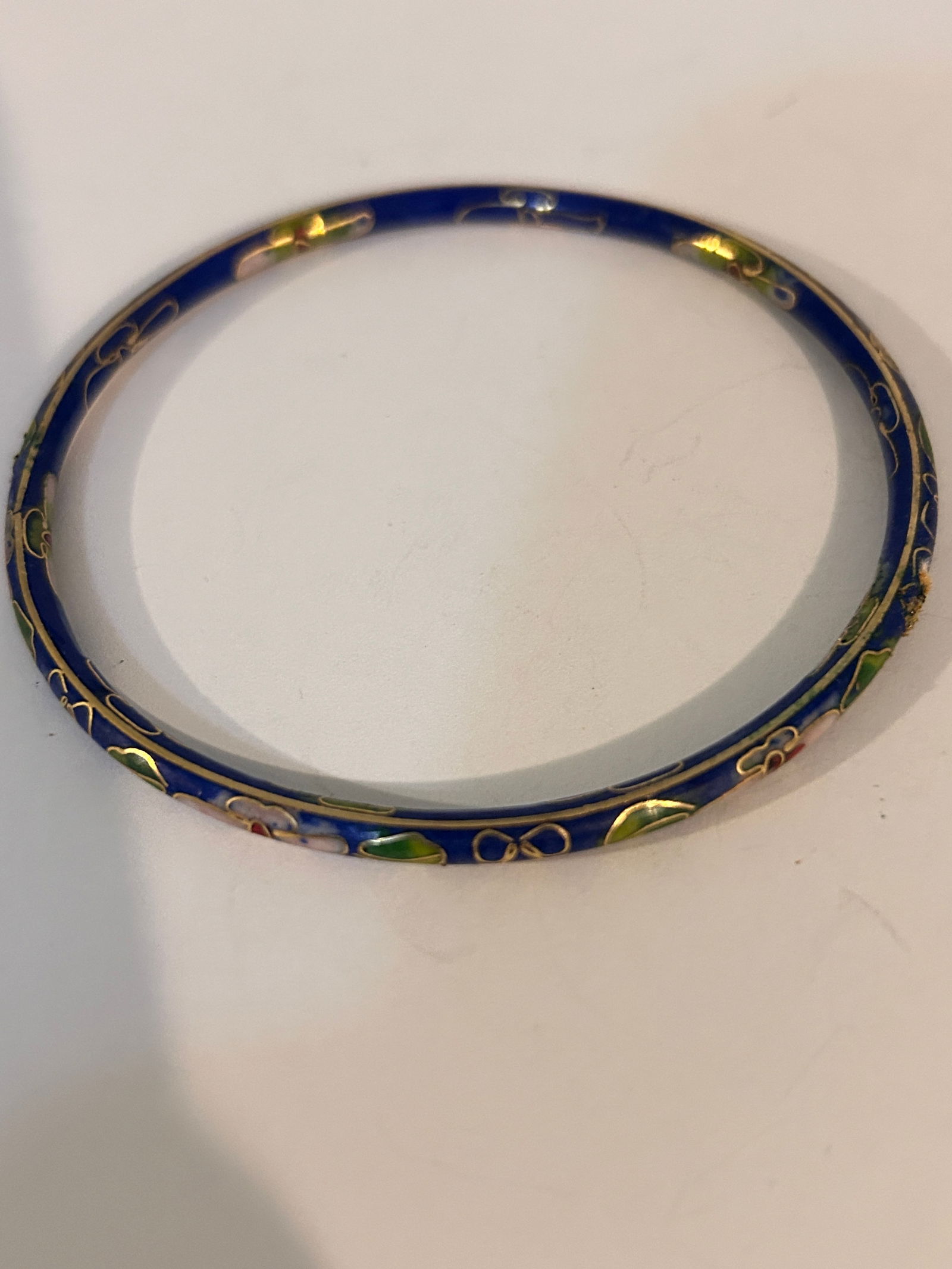 Vintage Chinese Multi Colored Cloisonne Narrow Bangle Bracelet 7" (1 of 3)