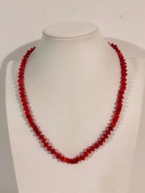 Vintage red plastic Necklace Sz 21"
