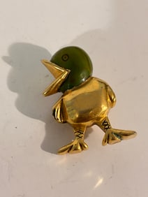 Vintage Gold Filled Duck Bakalite Brooch