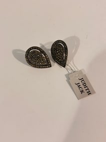 Vintage Judith Jack sterling silver and marcasite teardrop earrings