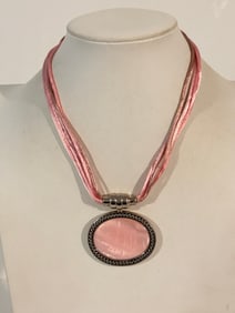 925 Sterling Silver Espo Sig Joseph Esposito Snapet Snap Pink Pendant Necklace 15"