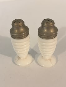 Vintage Hazel Atlas Opal White Depression Glass Salt and Pepper Shakers