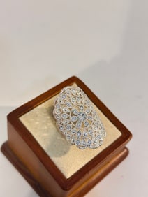 Vintage Filigree rhinestone Custom Ring 7