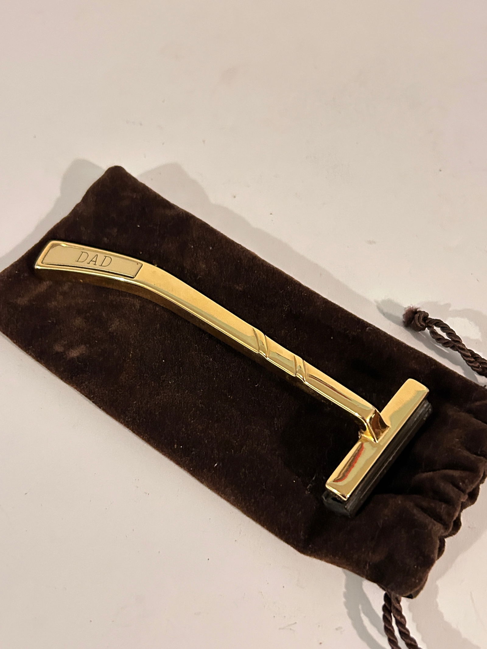Vintage Solid Polished Brass Razor engraved Dad (1 of 4)